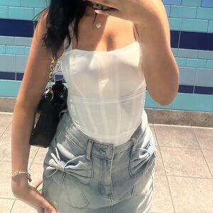 cute denim bow skirt